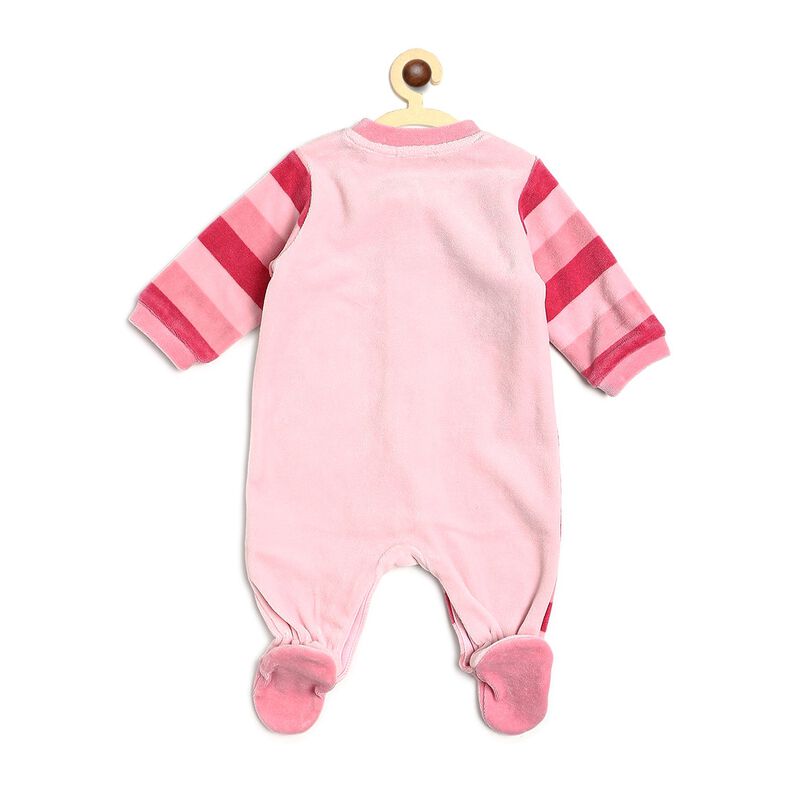 Girls Medium Pink Velour Front Opening Babysuit image number null